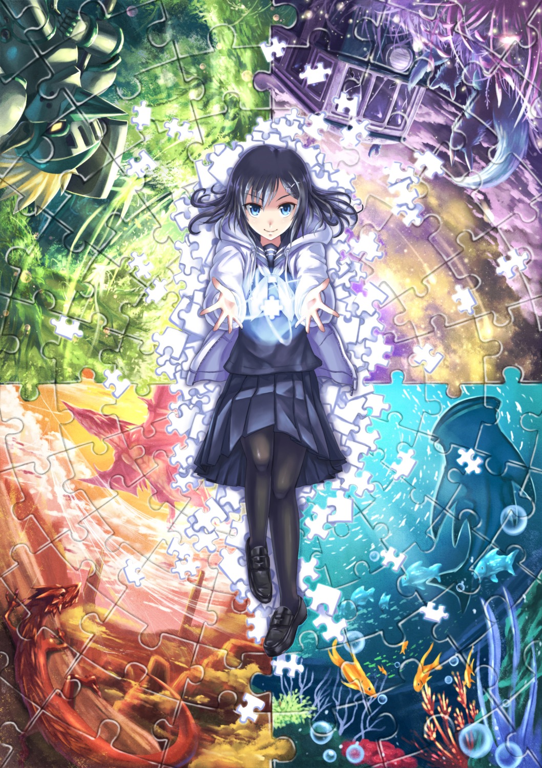 pantyhose, seifuku, shingo_(picturepuzzle)