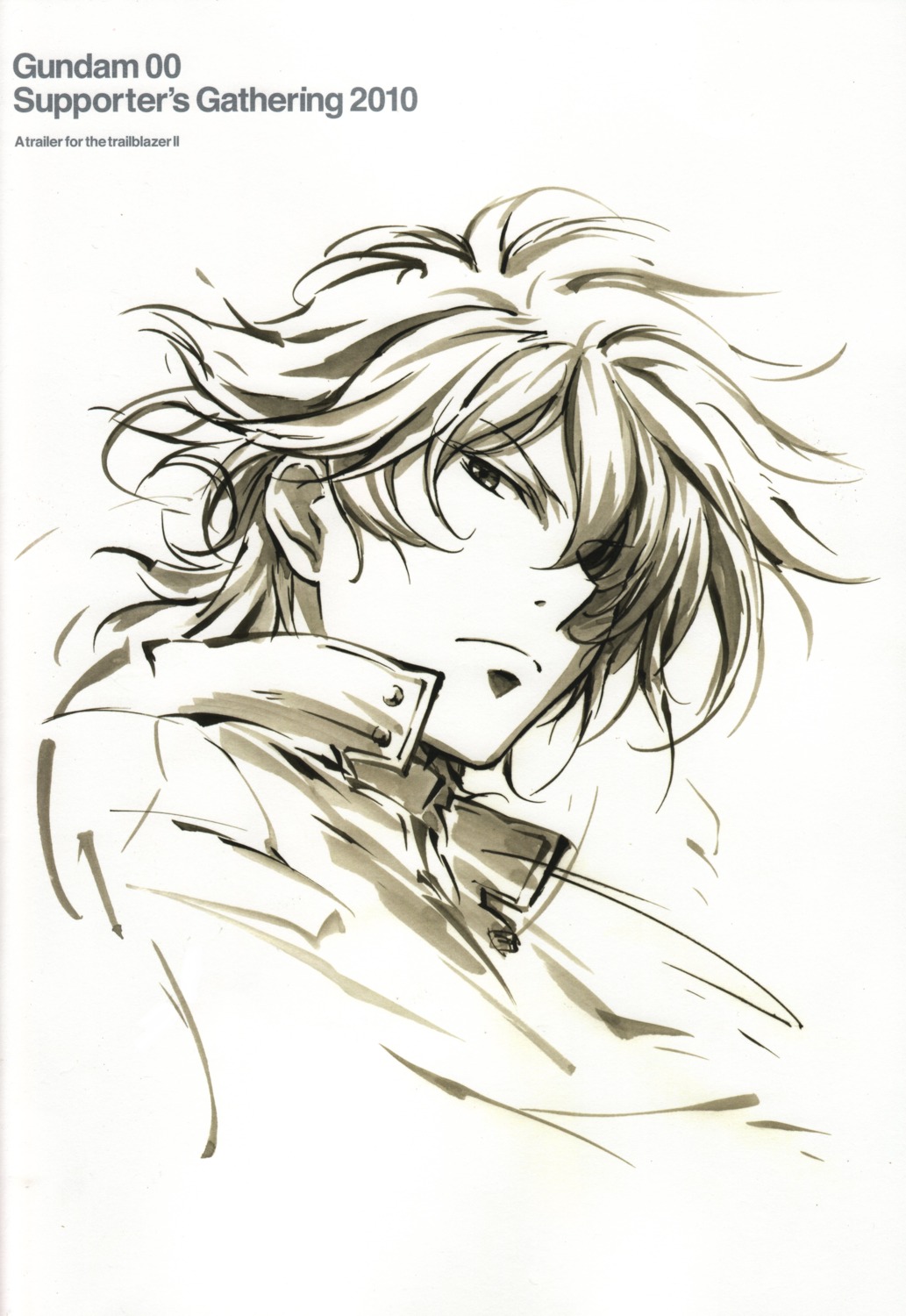 gundam, gundam_00, male, monochrome, screening, setsuna_f_seiei, sketch