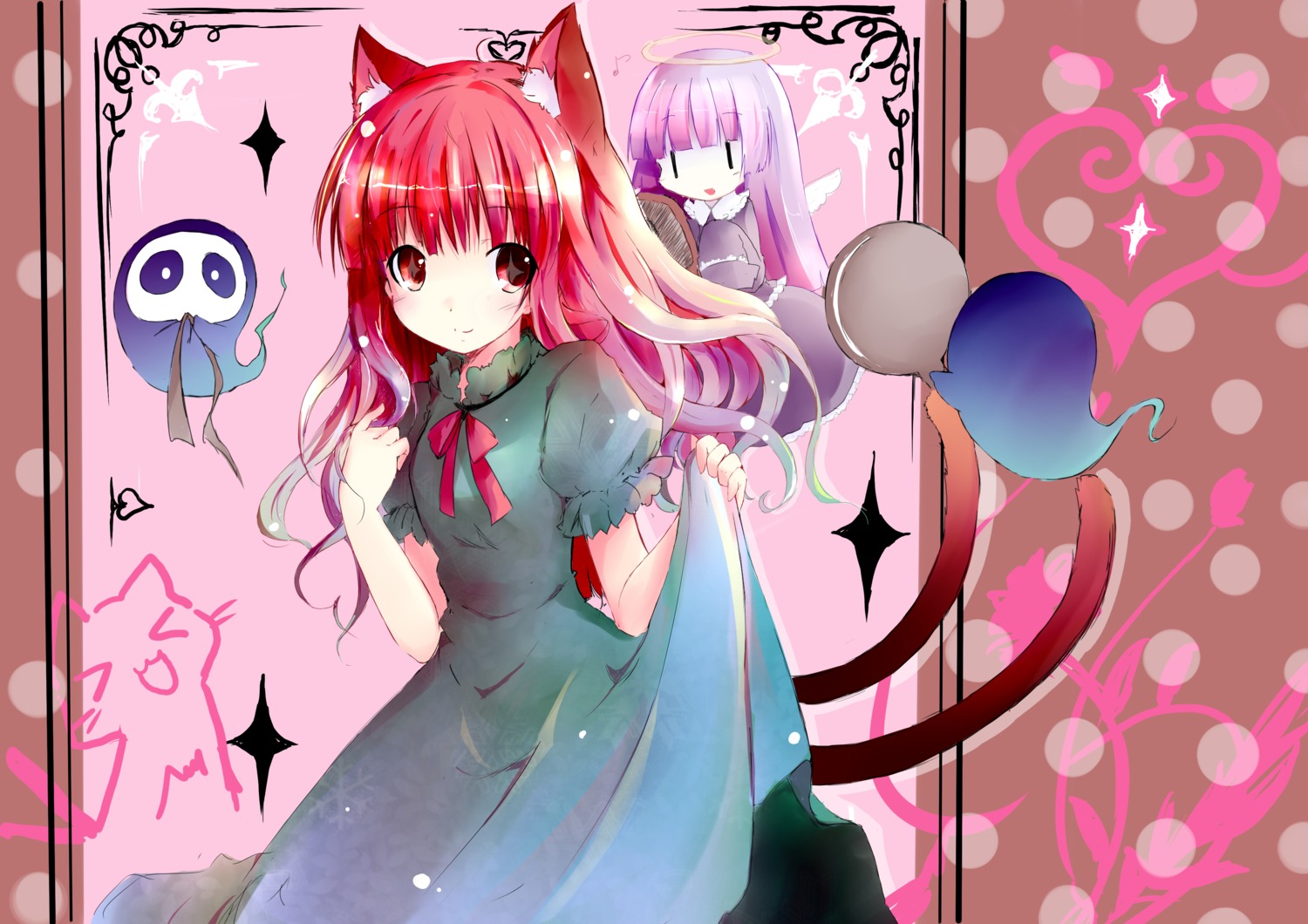 animal_ears, kaenbyou_rin, nekomimi, shichinose, tail, touhou