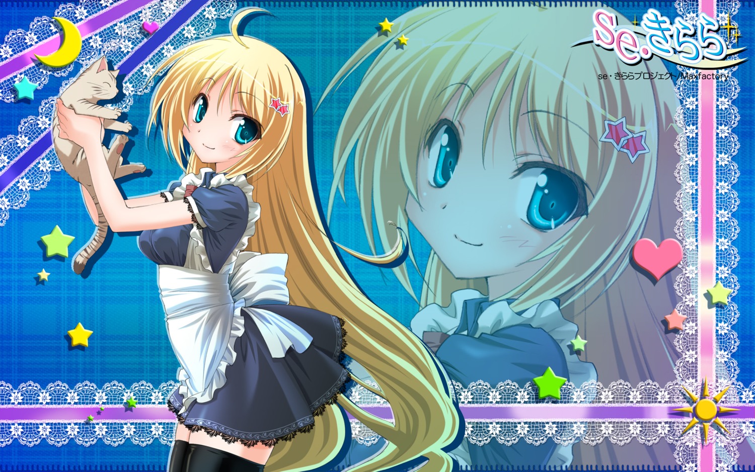 kagura_aya, maid, neko, se.kirara, thighhighs, wallpaper