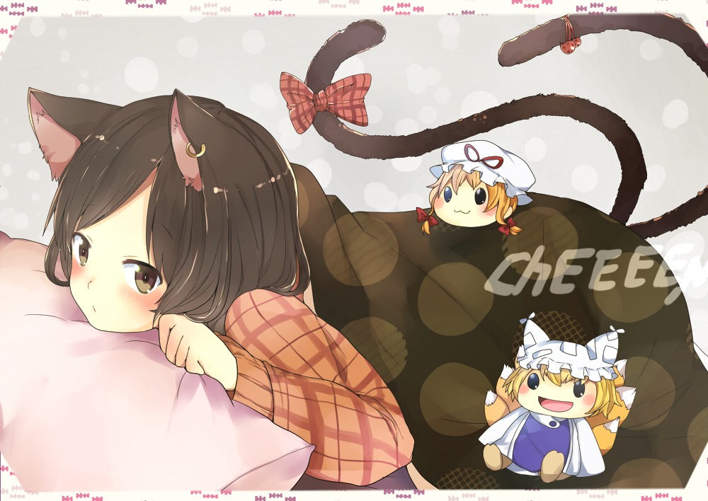 animal_ears, chen, nekomimi, pun2, tail, touhou, yakumo_ran, yakumo_yukari