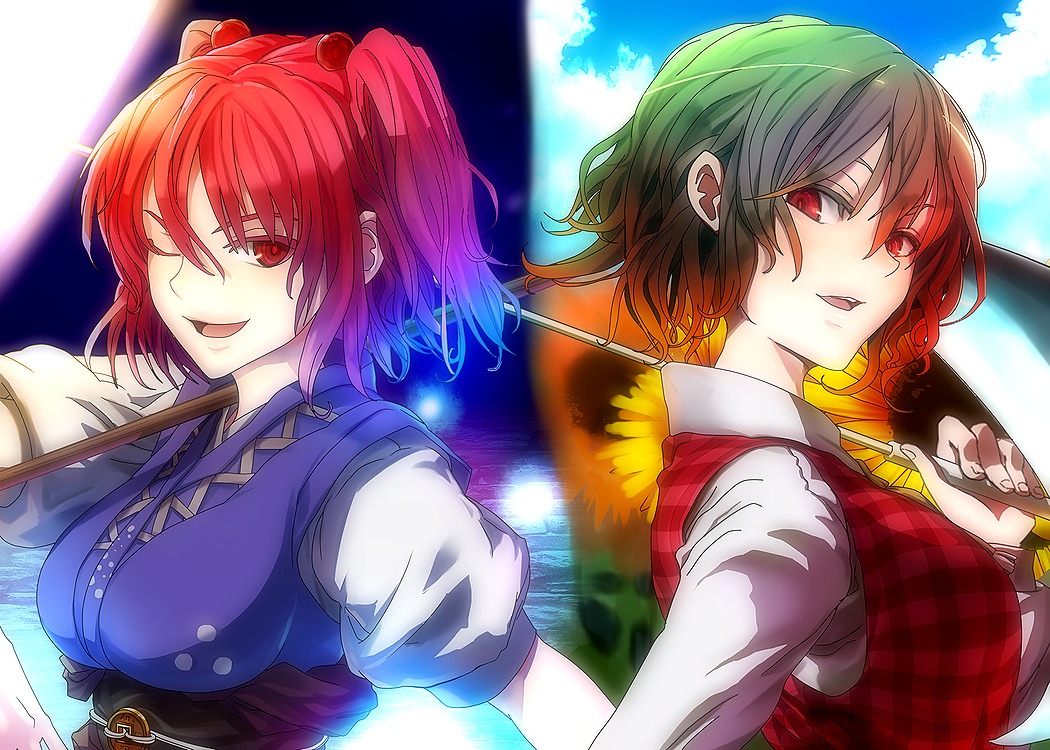 chirigami-san, kazami_yuuka, onozuka_komachi, touhou