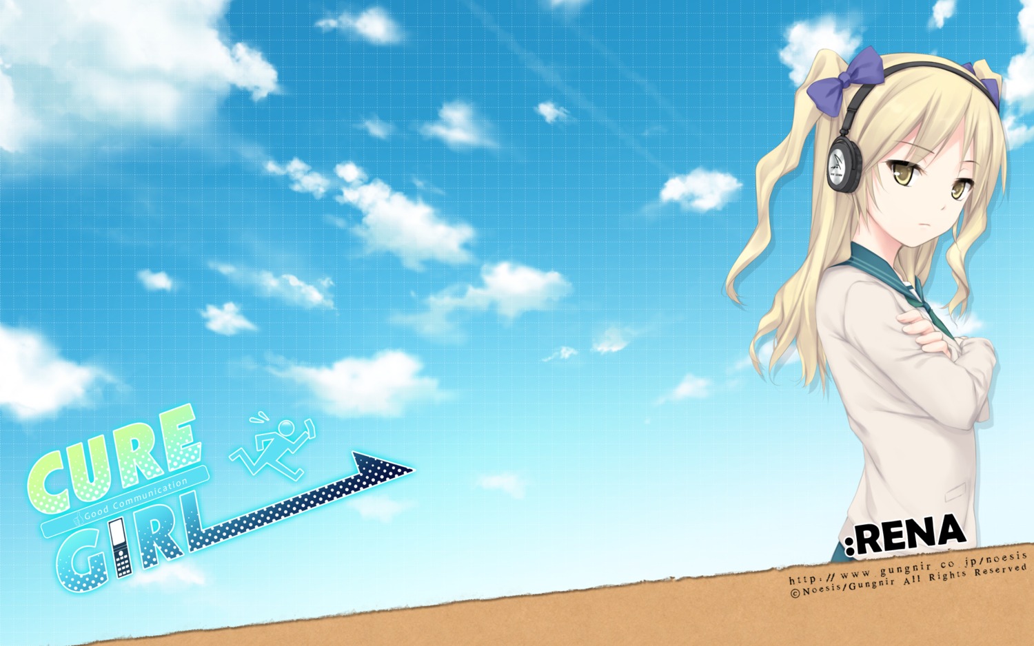 coffee-kizoku, cure_girl, headphones, nanjou_rena, noesis, seifuku, wallpaper