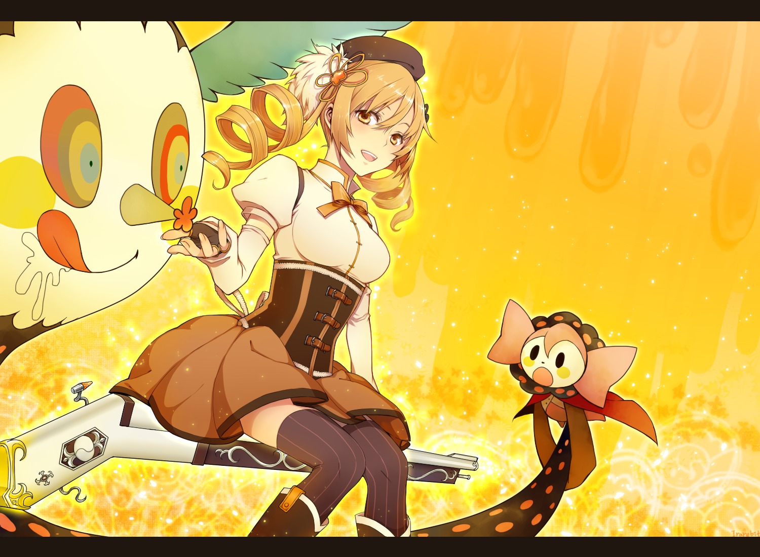 charlotte_(madomagi), mahou_shoujo_madoka_magica, ougi_yomi, thighhighs, tomoe_mami