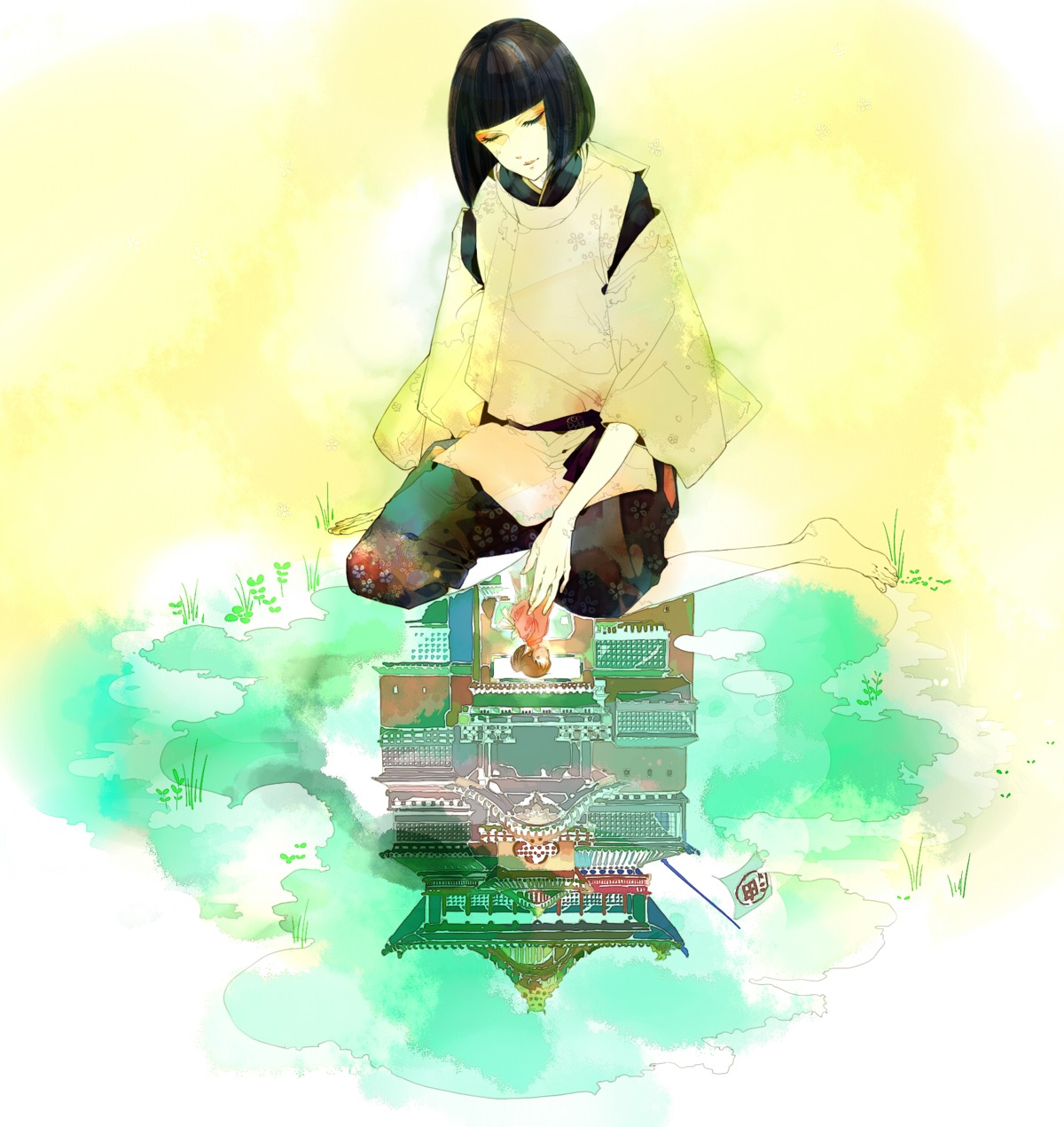 japanese_clothes, male, molatoliamu, nigihayami_kohaku_nushi, ogino_chihiro, sen_to_chihiro_no_kamikakushi