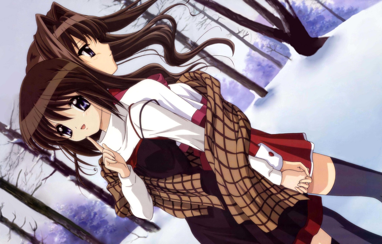 ikeda_kazumi, kanon, misaka_kaori, misaka_shiori, seifuku, thighhighs