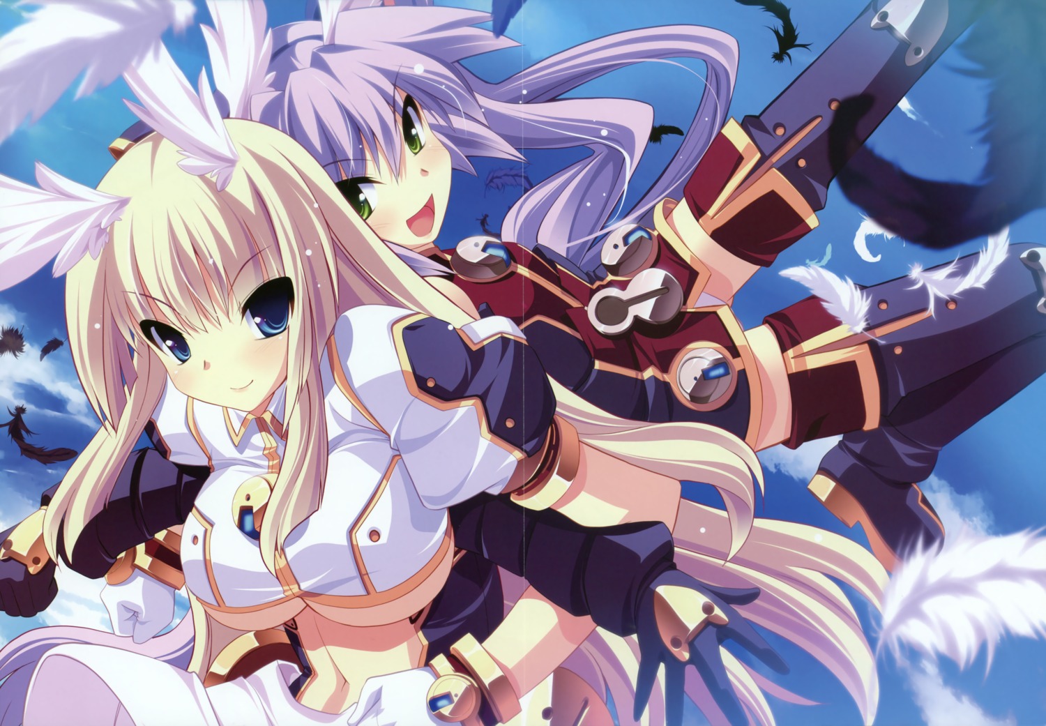 crease, dress, filgia_randgriz, fixme, odette_diz_ortlinde, skyfish, soukyuu_no_soleil, thighhighs, tsurugi_hagane, underboob, wings