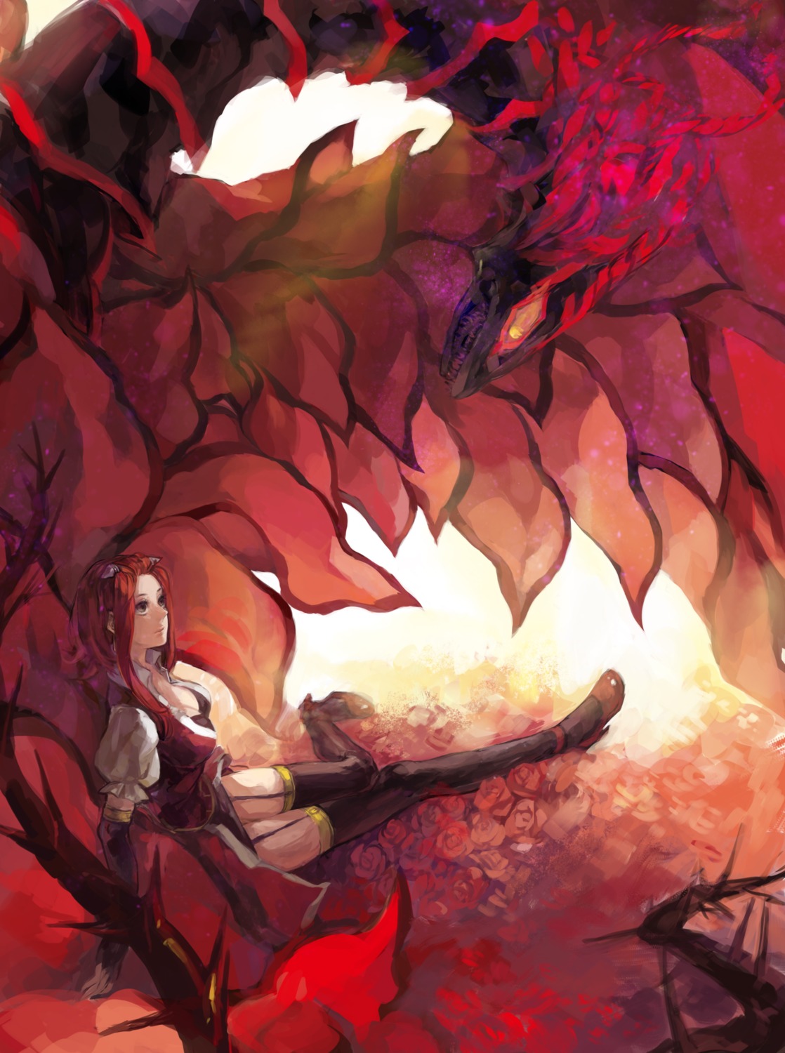 black_rose_dragon, ibaraki, izayoi_aki, thighhighs, yugioh, yugioh_5d's