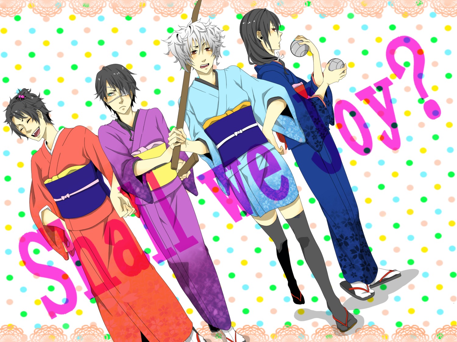 crossdress, gintama, katsura_kotarou, male, sakamoto_tatsuma, sakata_gintoki, tagme, takasugi_shinsuke
