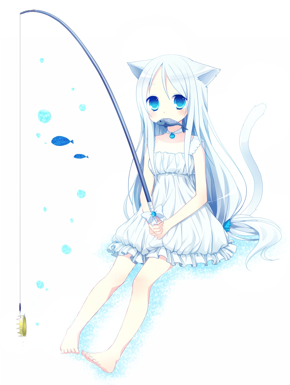 animal_ears, dress, ku, nekomimi, tail