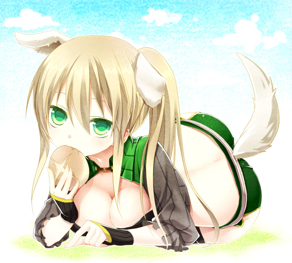 animal_ears, cleavage, inumimi, ku, tail