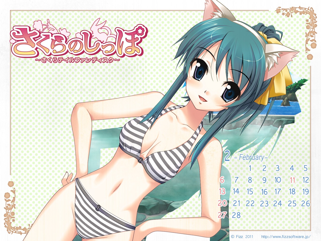 animal_ears, bikini, calendar, cleavage, fizz, kinomiya_natsumi, nekomimi, sakura_tale