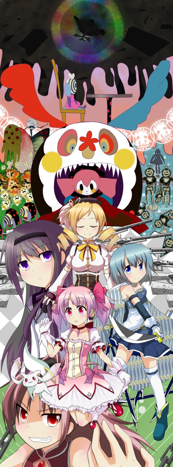 akemi_homura, charlotte_(madomagi), kaname_madoka, kyubey, mahou_shoujo_madoka_magica, miki_sayaka, sakura_kyouko, tige, tomoe_mami