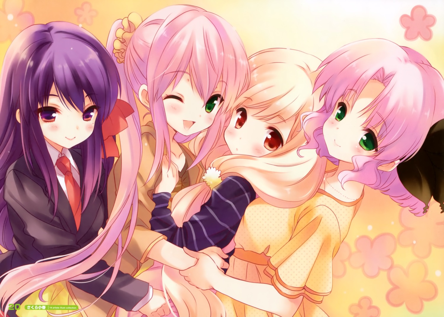 cafe_sourire, cuffs, mizushima_kasumi, mizushima_serika, ogiwara_kyouko, sakura_koharu, seifuku, yukishita_miyuri