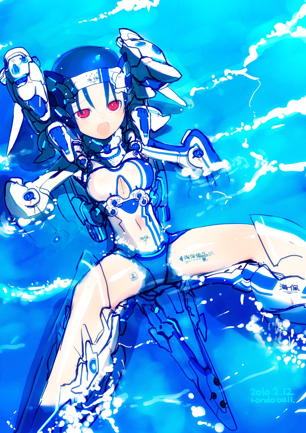 cleavage, mecha_musume, rondo_bell, swimsuits