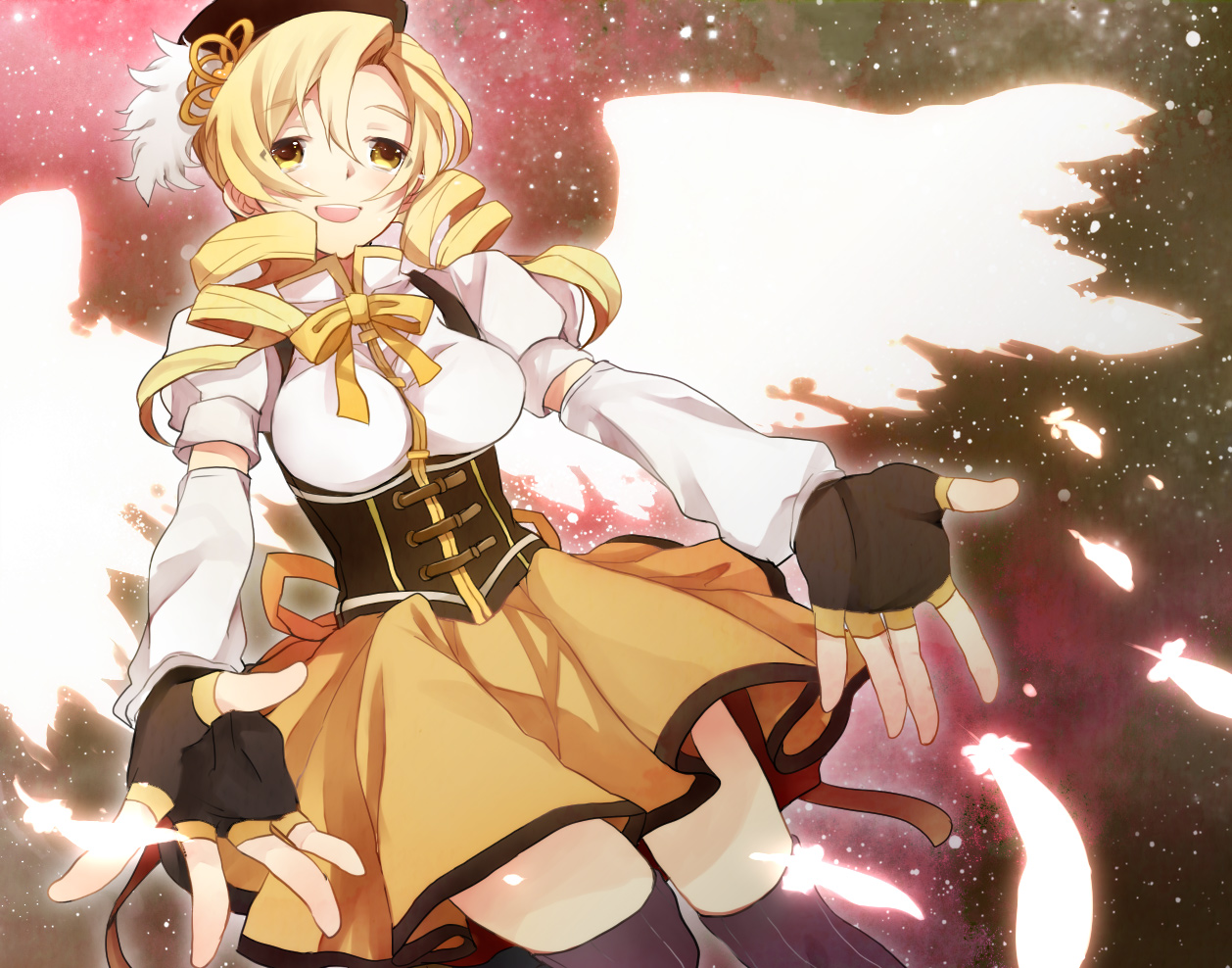 hama_(sleeps), mahou_shoujo_madoka_magica, thighhighs, tomoe_mami, wings