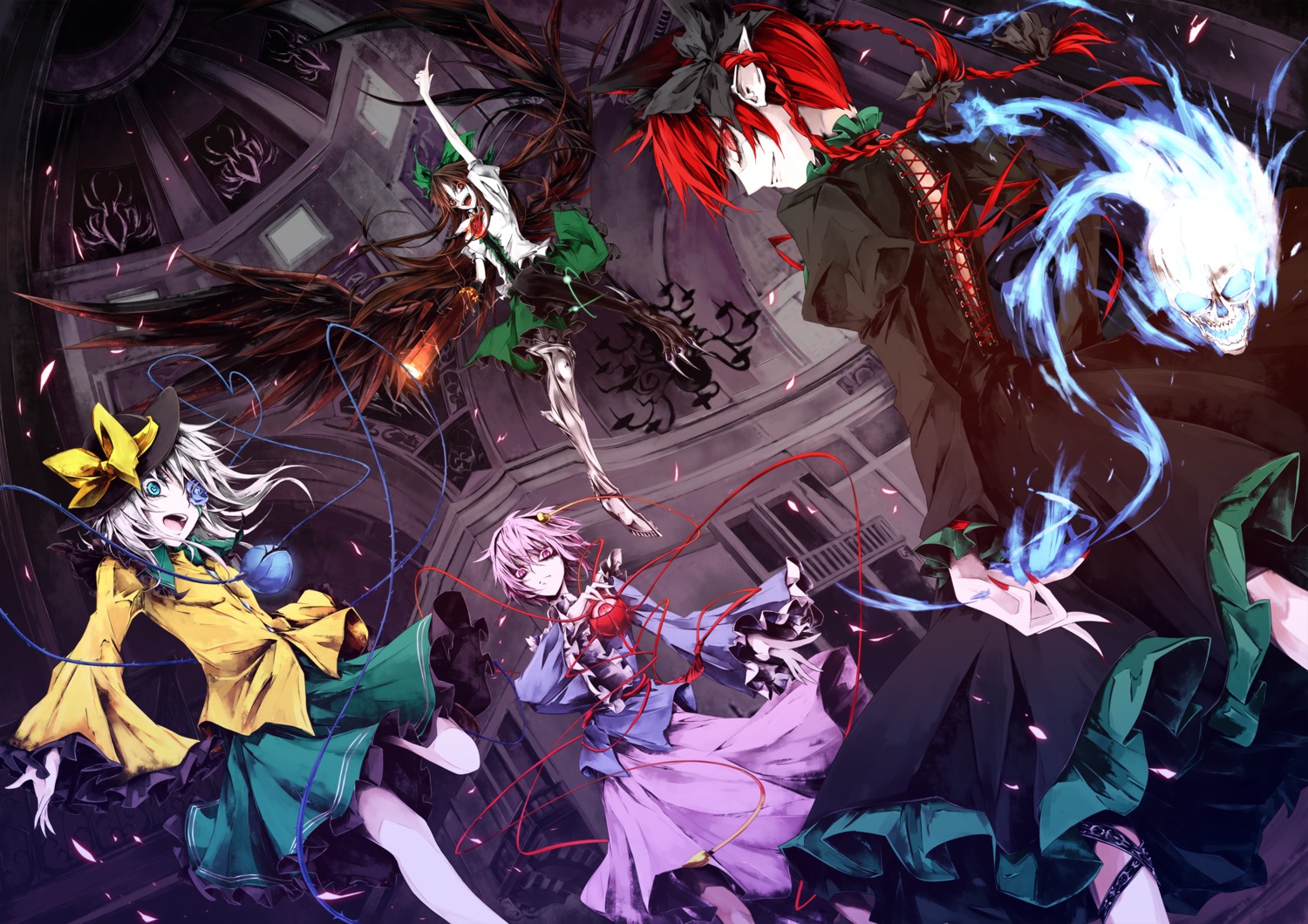 kaenbyou_rin, komeiji_koishi, komeiji_satori, pkk, reiuji_utsuho, touhou