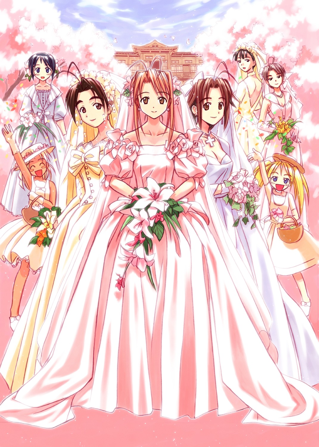 akamatsu_ken, aoyama_motoko, cleavage, dress, fujisawa_mizuho, kaolla_su, konno_mitsune, love_hina