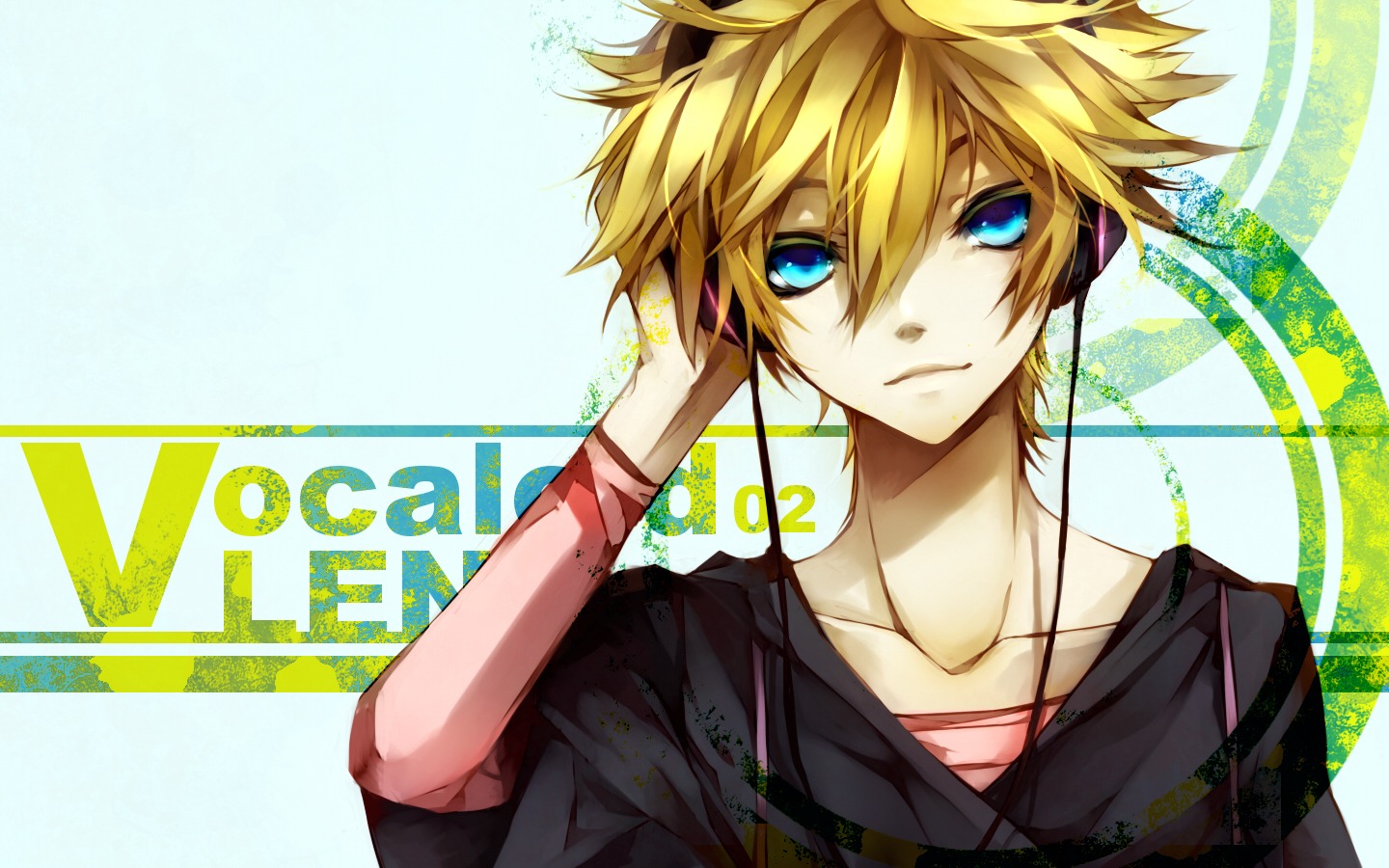 aoshiki, headphones, kagamine_len, vocaloid