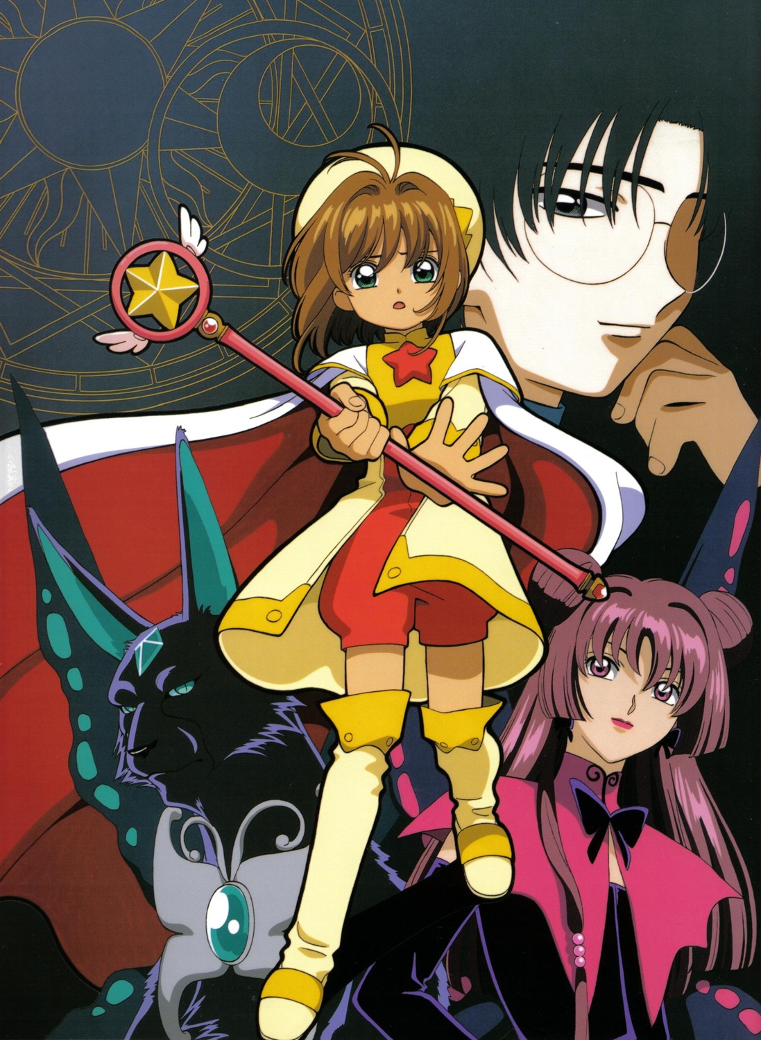 card_captor_sakura, hiiragizawa_eriol, kinomoto_sakura, megane, ruby_moon, spinel_sun, thighhighs, wings