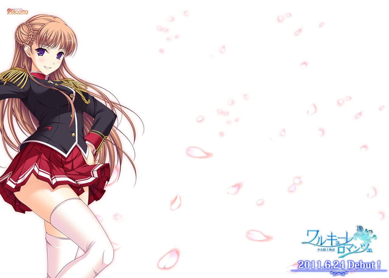 komori_kei, noel_marres_ascot, ricotta, seifuku, thighhighs, uniform, walkure_romanze, wallpaper