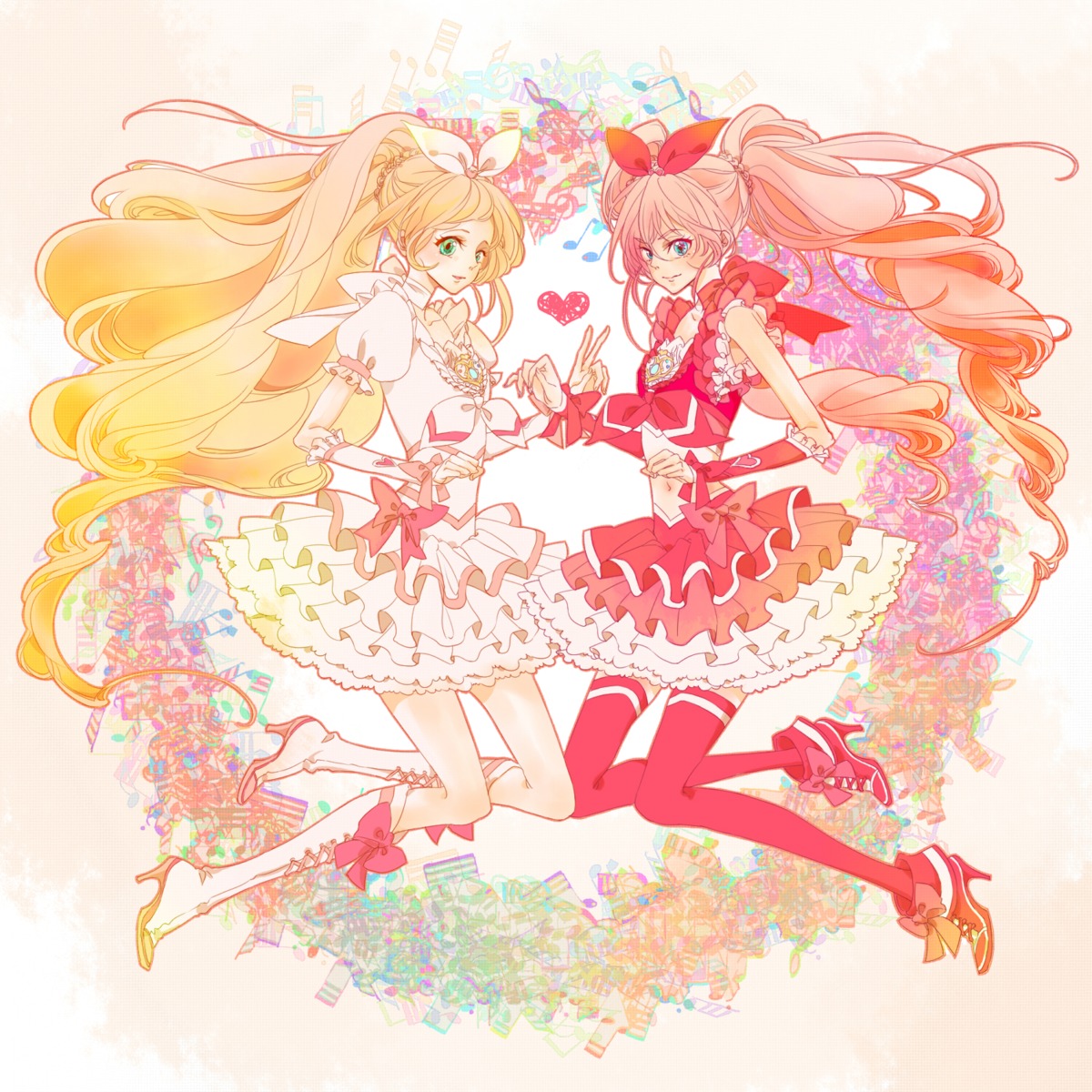 houjou_hibiki, minamino_kanade, molatoliamu, precure, suite_precure, thighhighs
