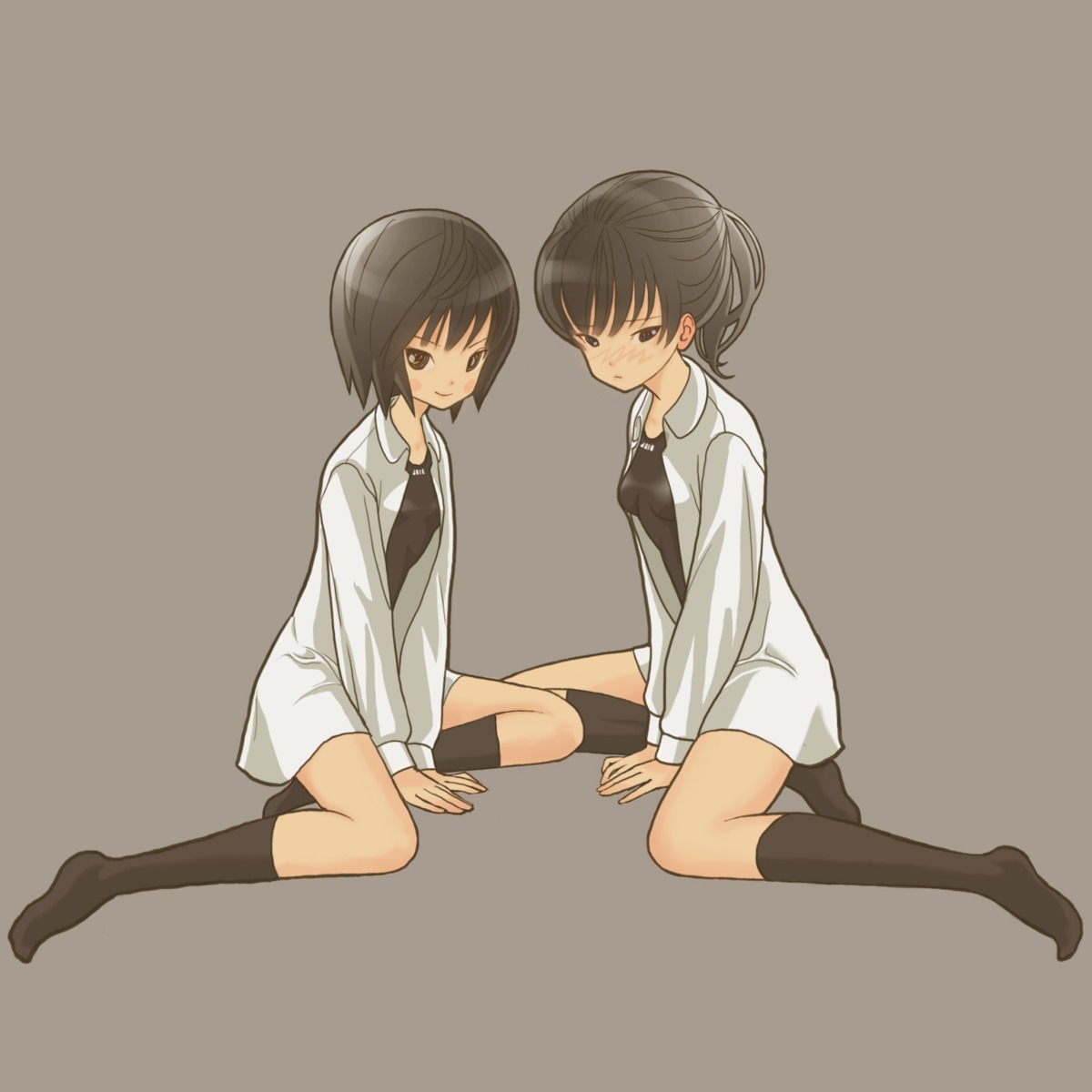 amagami, dress_shirt, m-pin, nanasaki_ai, school_swimsuit, swimsuits, thighhighs, tsukahara_hibiki