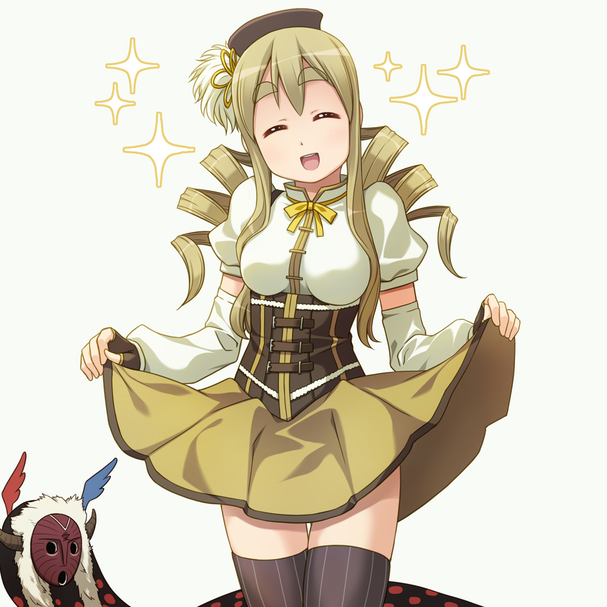 cosplay, horns, k-on!, kotobuki_tsumugi, mahou_shoujo_madoka_magica, sayousuke, thighhighs