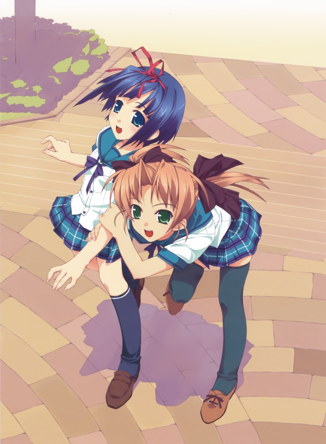 murakami_suigun, seifuku, thighhighs, toon