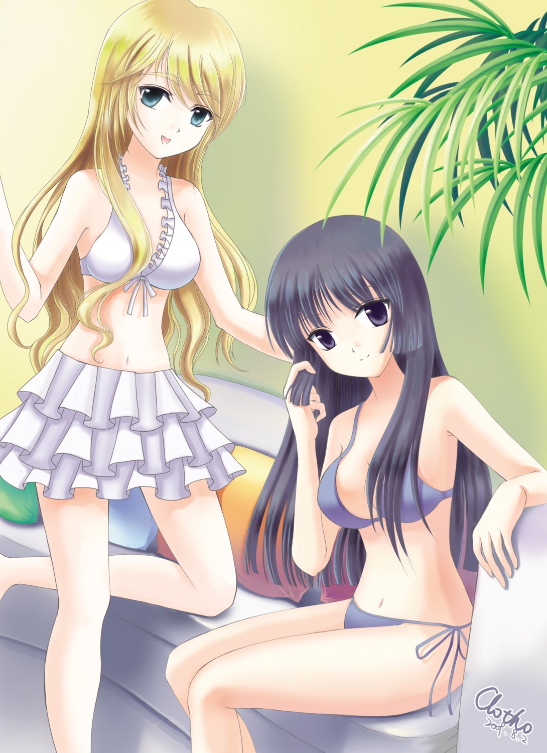 akiyama_mio, bikini, clotho_(artist), k-on!, kotobuki_tsumugi, swimsuits