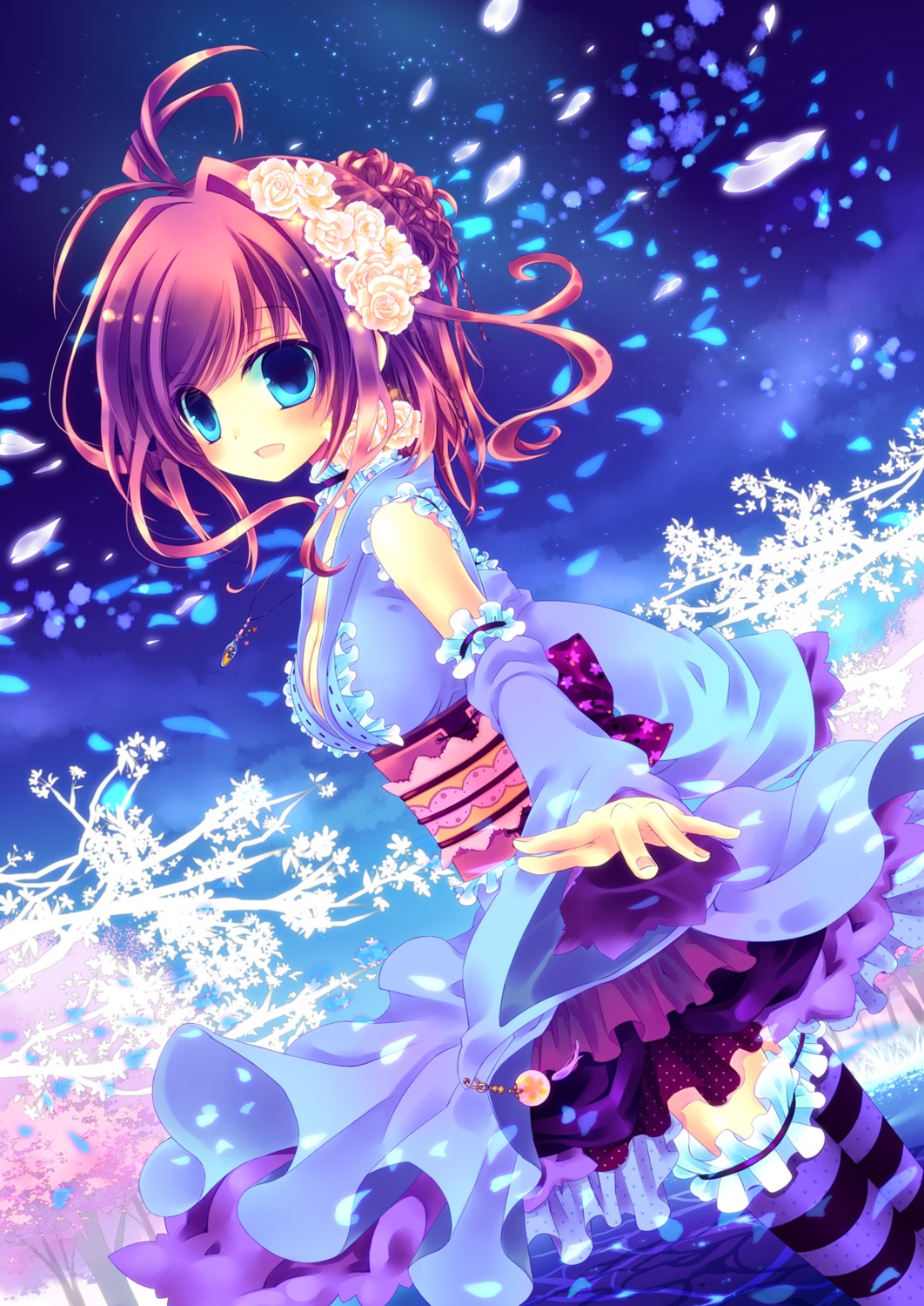 cleavage, garter, konno_kengo, lolita_fashion, thighhighs, wa_lolita, yukata