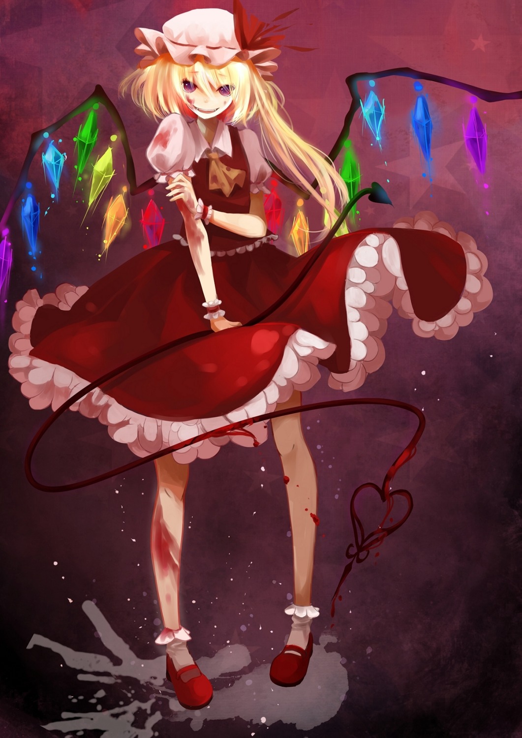 blood, flandre_scarlet, sign-jiu, touhou, wings