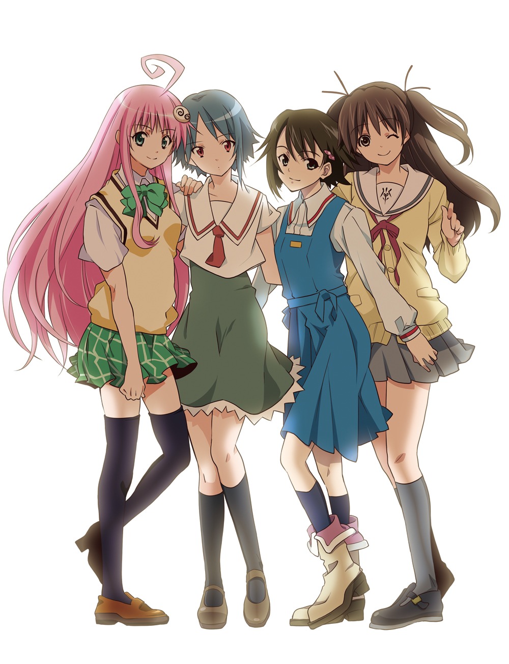 bessho_koyoi, crossover, hatsukoi_limited, isurugi_noe, lala_satalin_deviluke, miyamori_kanon, orito, seifuku