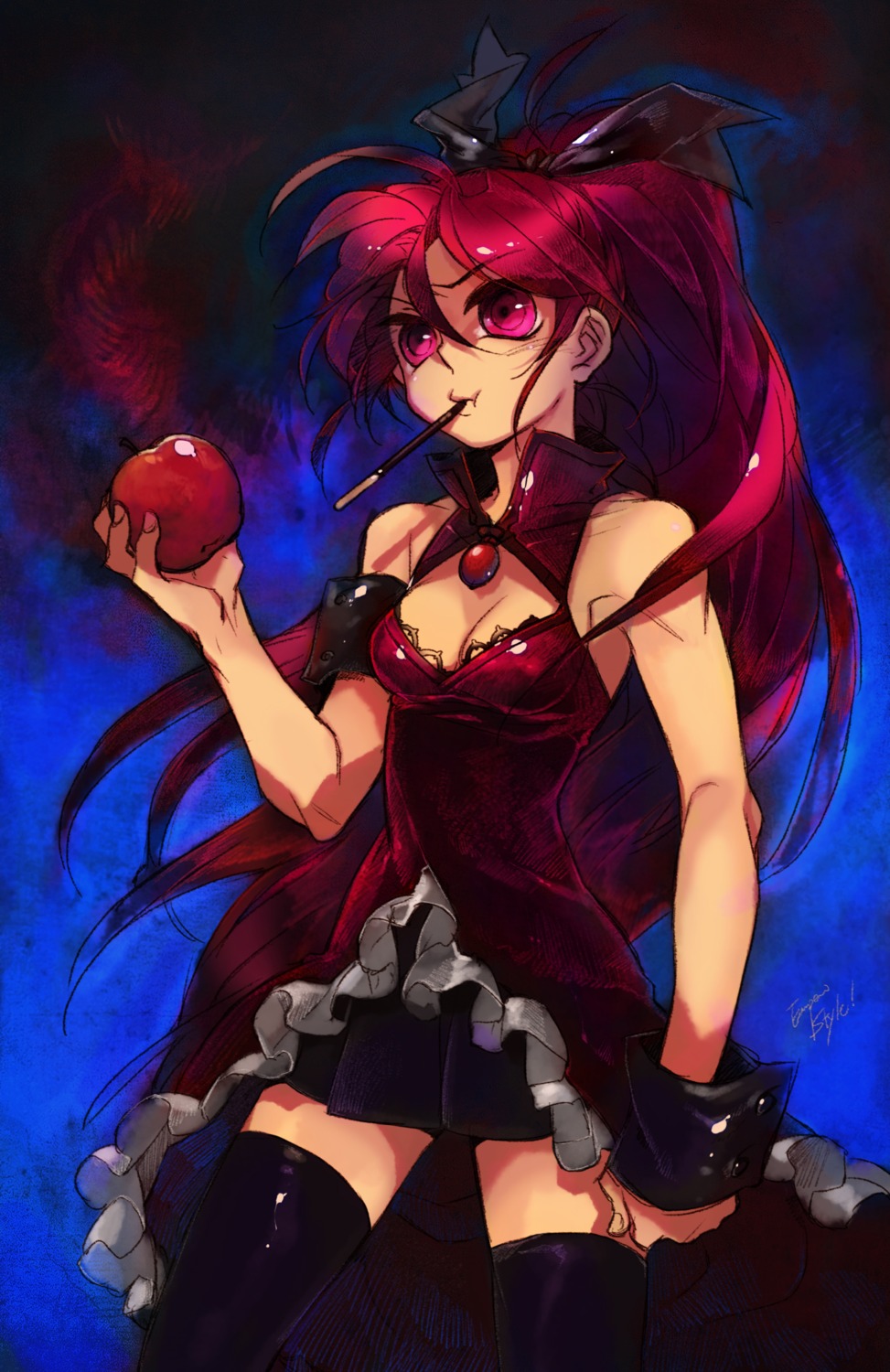 cleavage, empew, mahou_shoujo_madoka_magica, sakura_kyouko, thighhighs