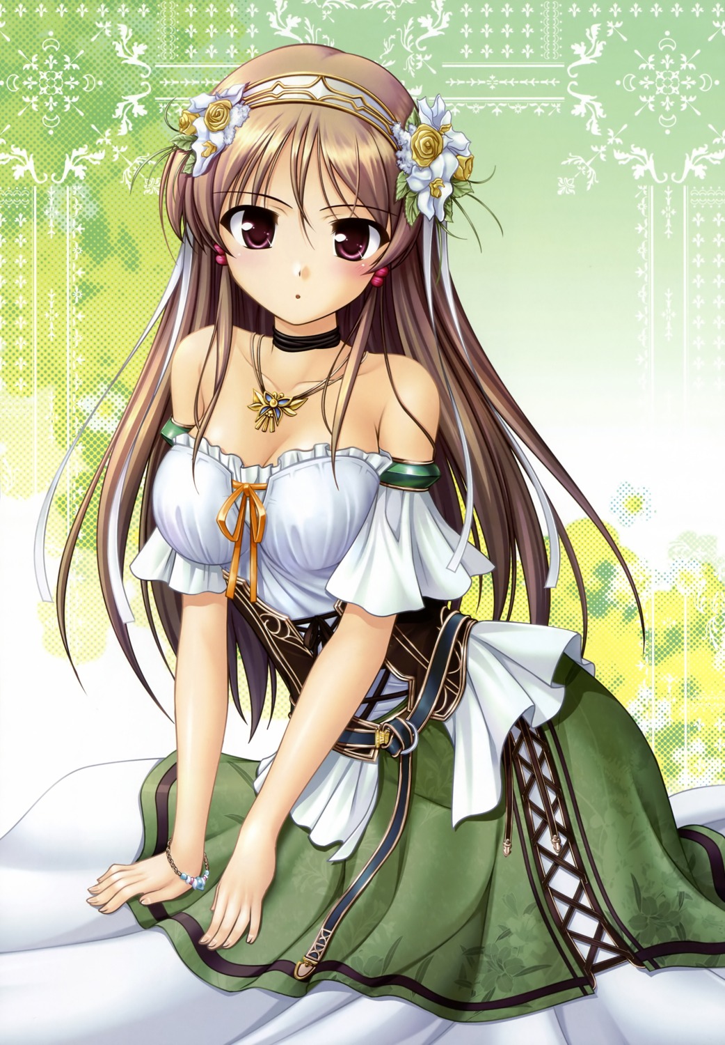 aiyoku_no_eustia, august, bekkankou, cleavage, dress, eris_floralia