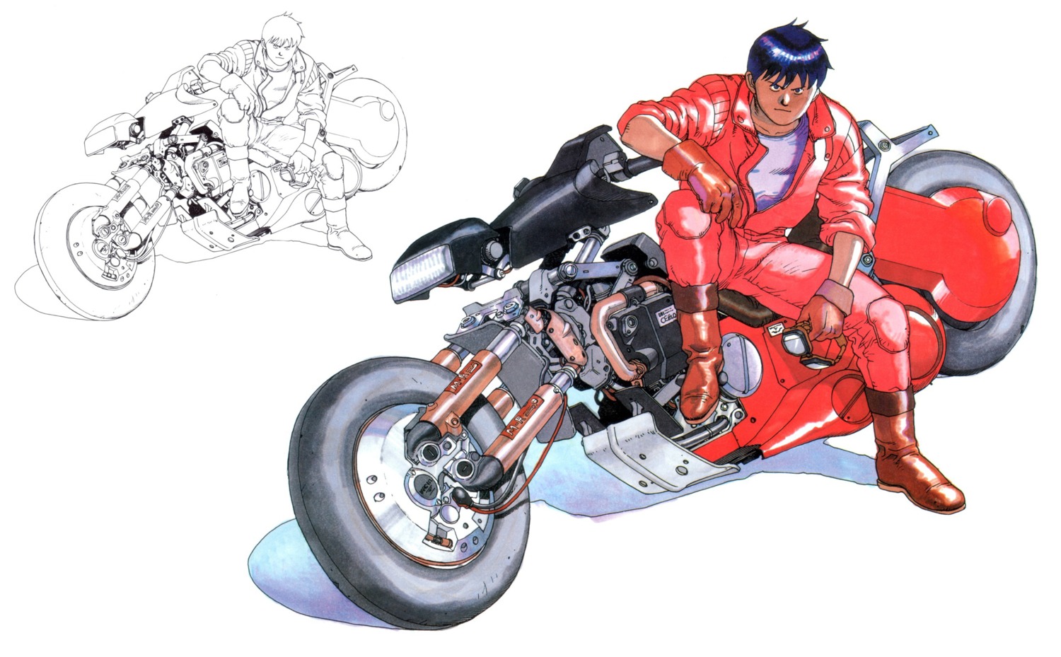 akira_(manga), bodysuit, kaneda_shoutarou, male, ootomo_katsuhiro, sketch
