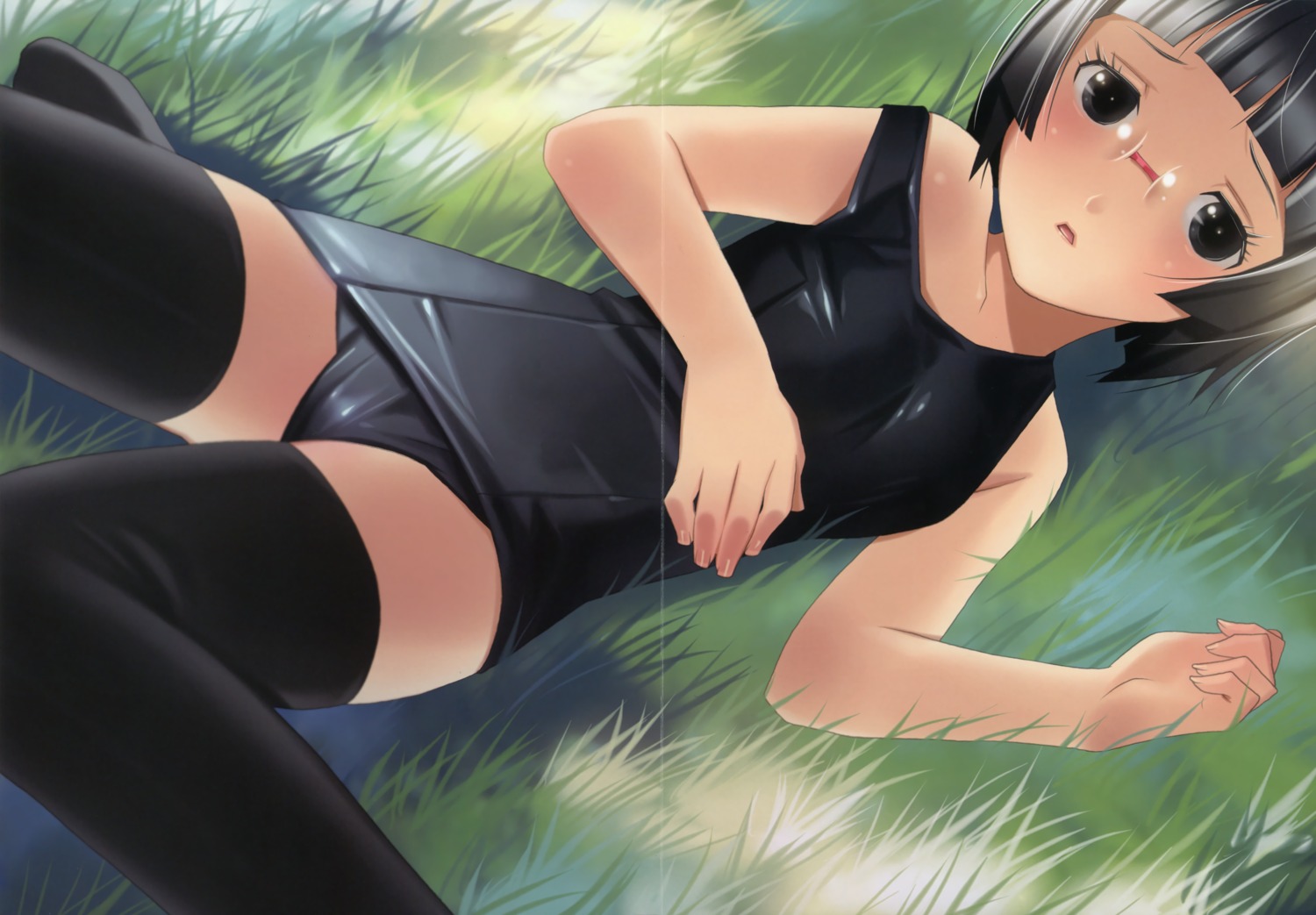 crease, fixme, ogata_kouji, school_swimsuit, swimsuits, temaribana, thighhighs, topcat