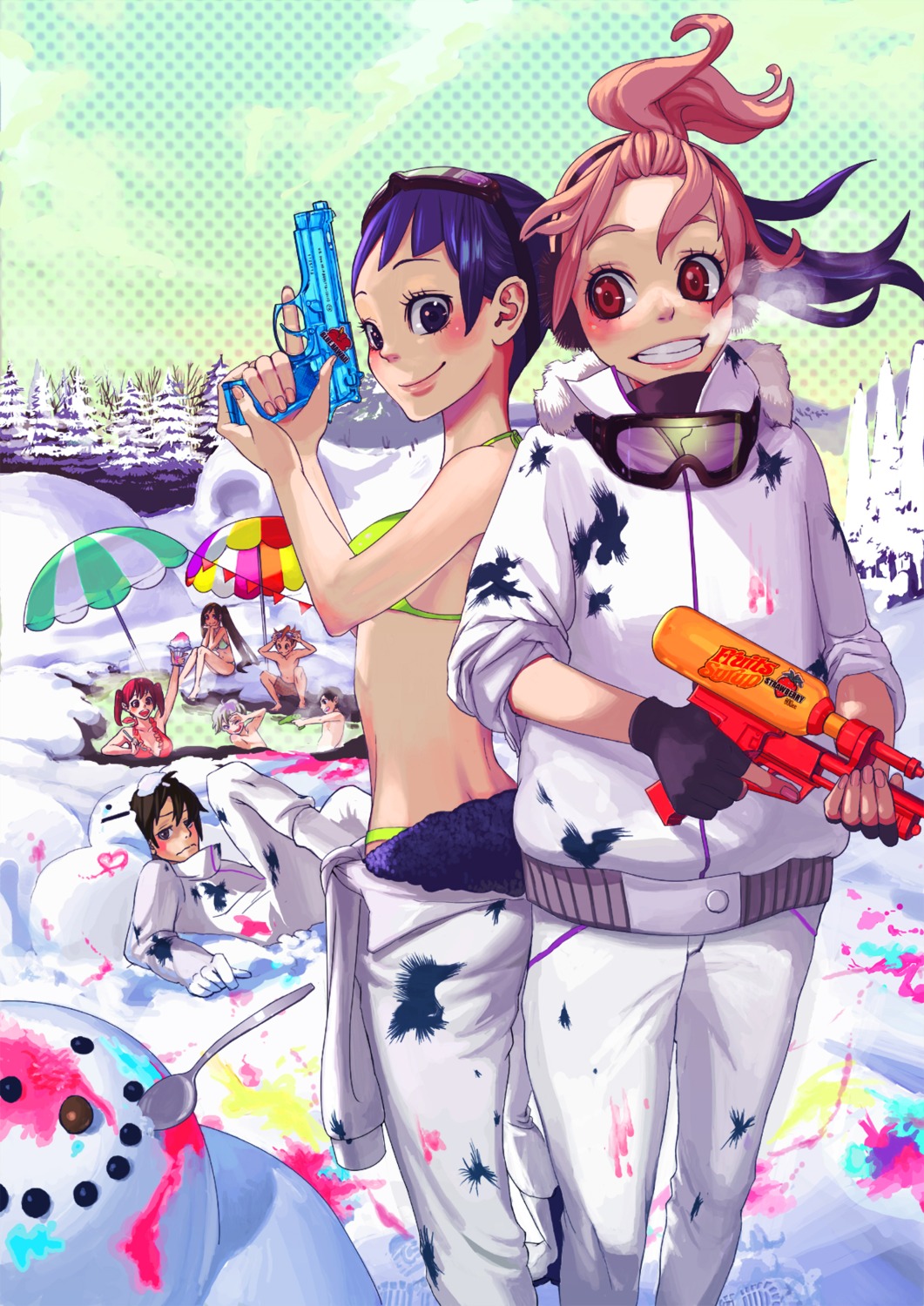 bikini, gun, onsen, swimsuits, temoshi