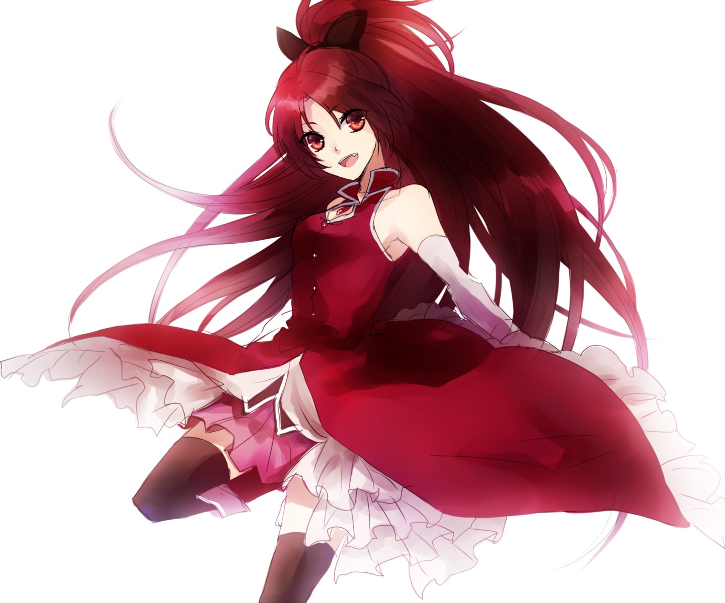 juuya, mahou_shoujo_madoka_magica, sakura_kyouko, thighhighs