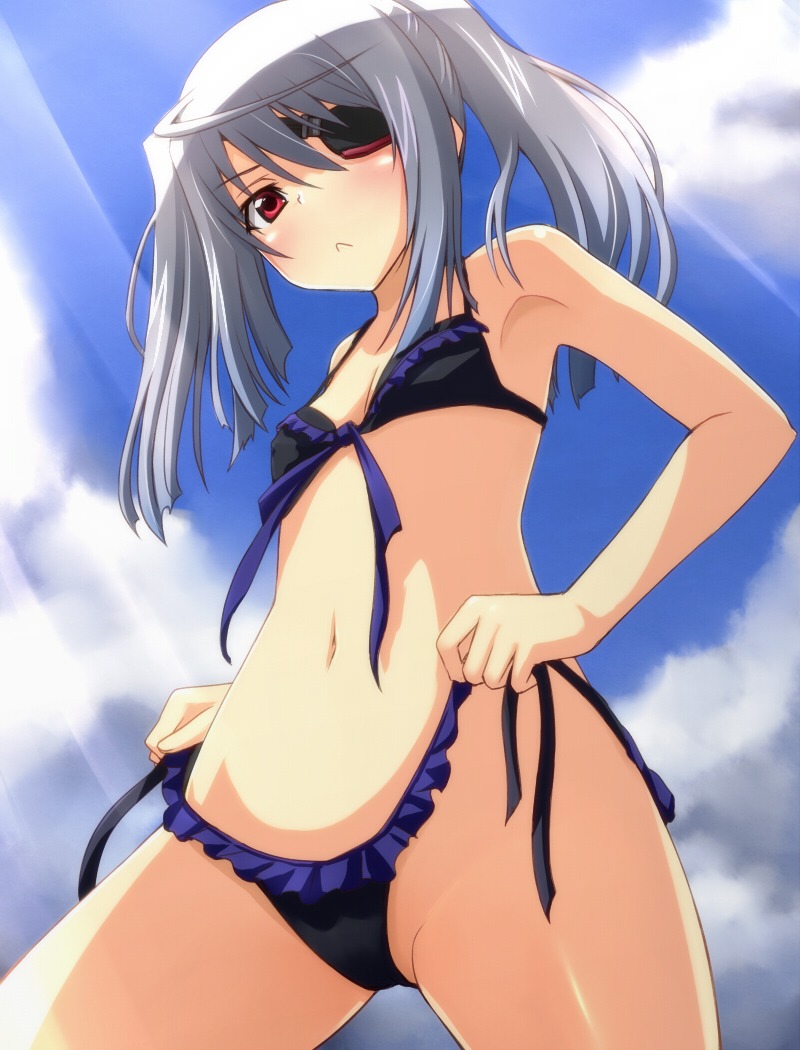 bikini, eyepatch, infinite_stratos, laura_bodewig, negija, swimsuits