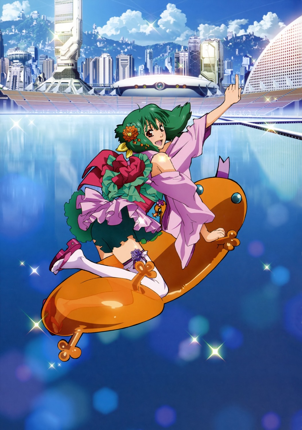 japanese_clothes, macross, macross_frontier, oosanshouuo-san, ranka_lee, thighhighs