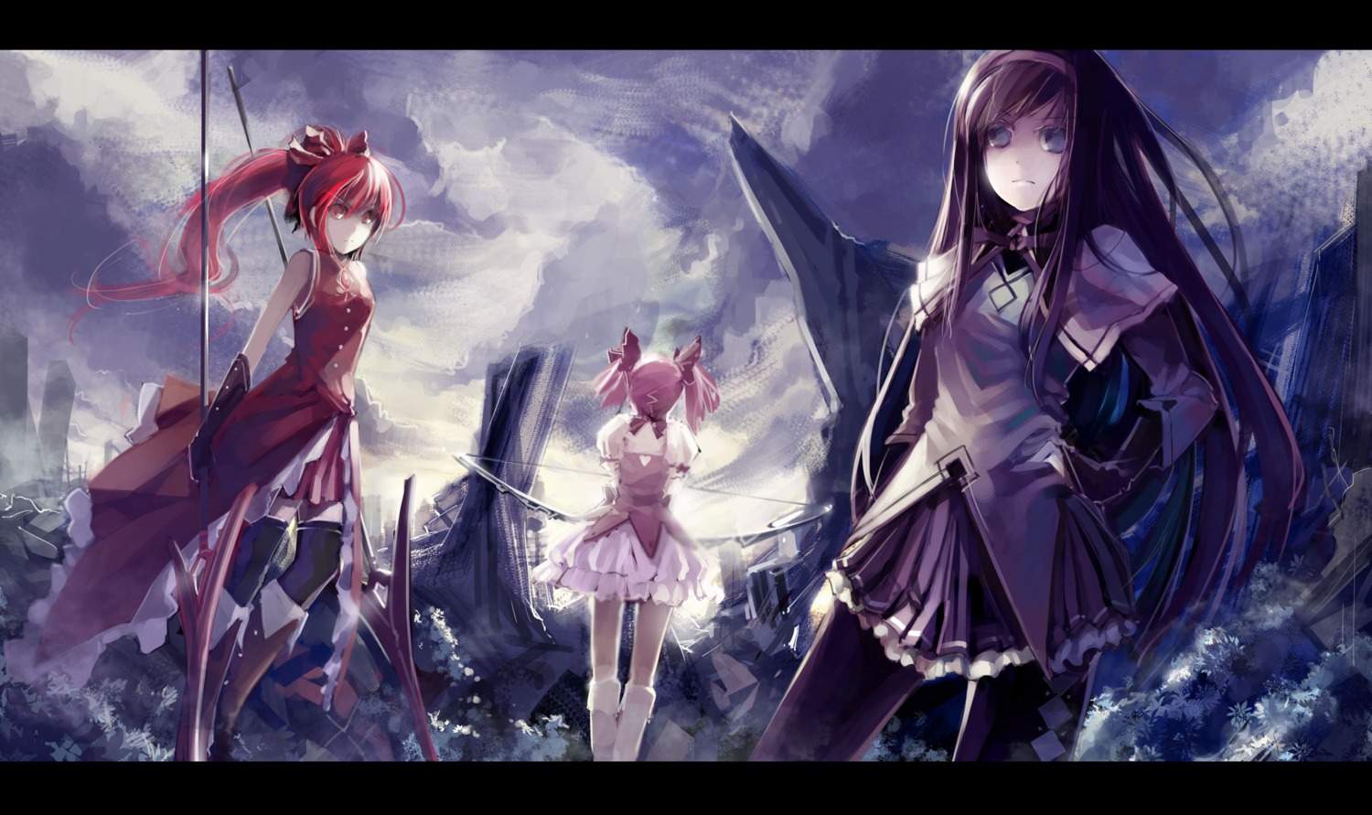 akemi_homura, blueman, kaname_madoka, mahou_shoujo_madoka_magica, pantyhose, sakura_kyouko, thighhighs