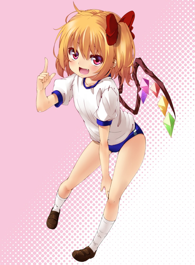 buruma, flandre_scarlet, gym_uniform, mamedenkyuu, touhou, wings