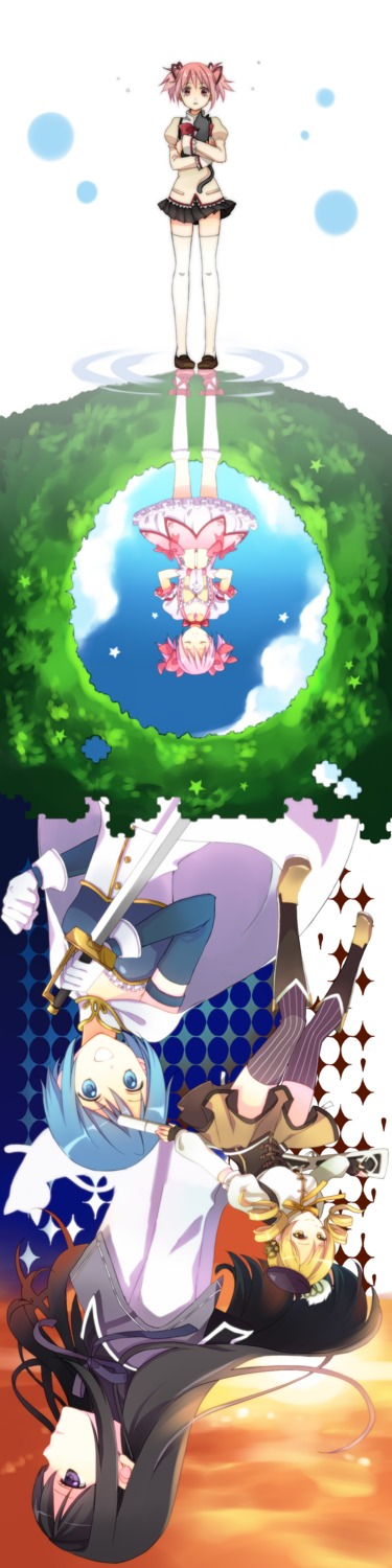 akemi_homura, gun, kaname_madoka, mahou_shoujo_madoka_magica, miki_sayaka, neko, seifuku, suzushiro