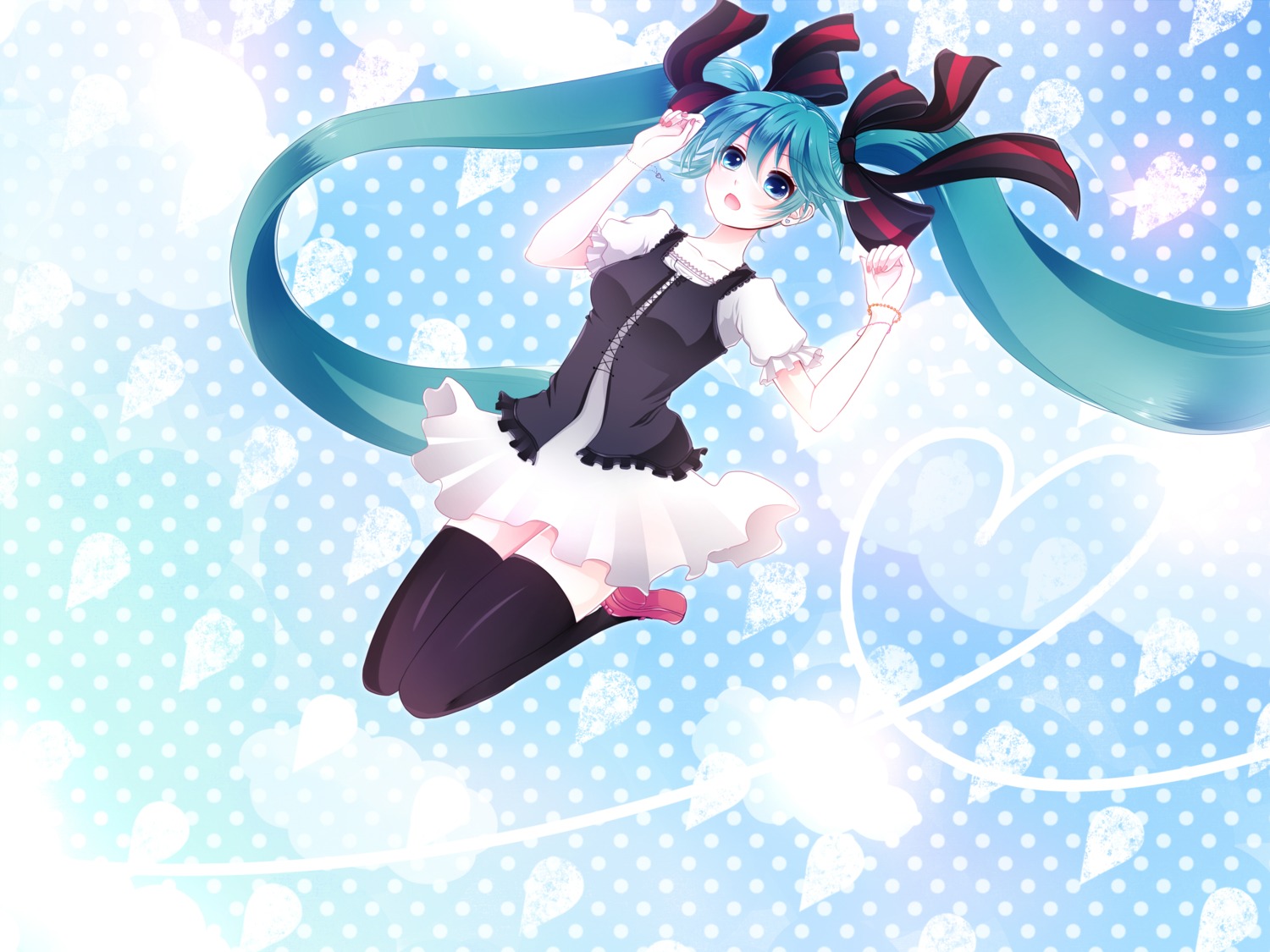 hatsune_miku, heki_kiri, thighhighs, vocaloid