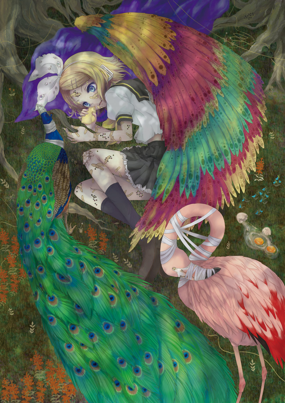 bandages, bandaid, kagamine_rin, kona, vocaloid