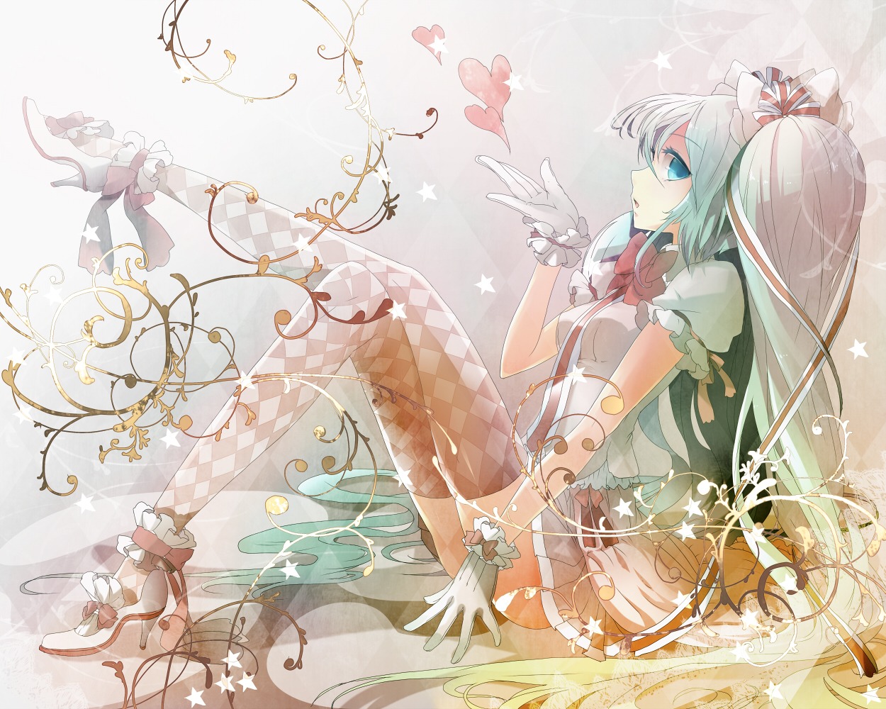 hatsune_miku, thighhighs, vocaloid, zerokichi