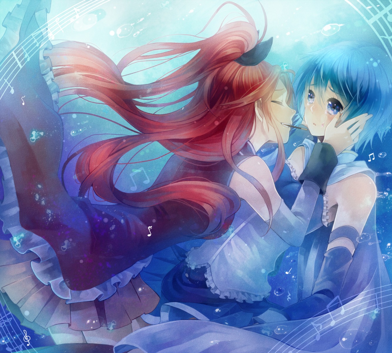denko, mahou_shoujo_madoka_magica, miki_sayaka, sakura_kyouko
