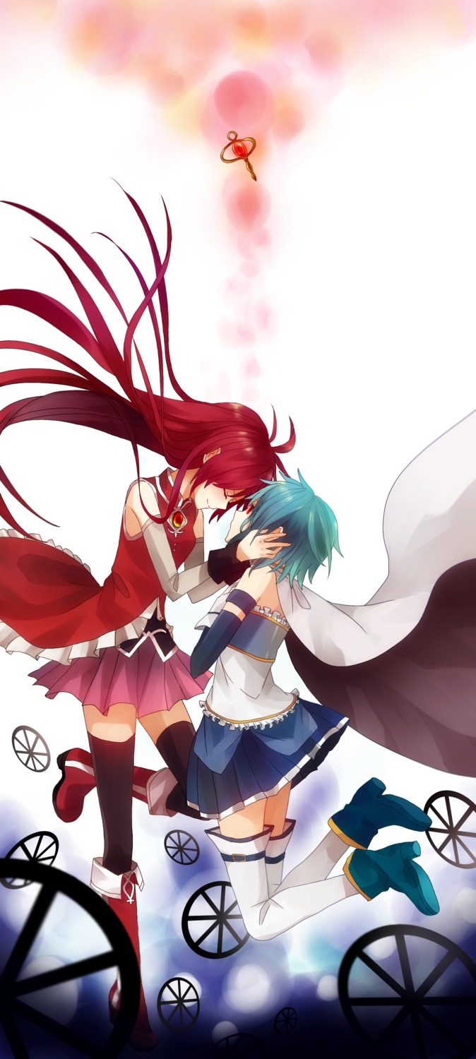 mahou_shoujo_madoka_magica, mashiko, miki_sayaka, sakura_kyouko, thighhighs