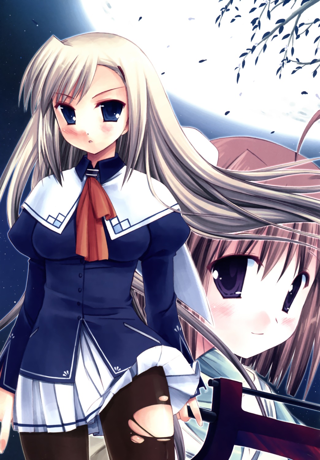 miyasu_risa, pantyhose, seifuku, sword, tamayura, torn_clothes
